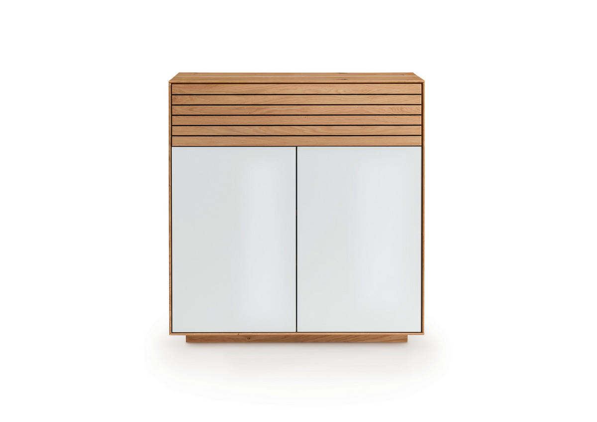 KOMMODE Riva  in 80/84/37 cm  - Eichefarben/Weiß, KONVENTIONELL, Glas/Holz (80/84/37cm) - Linea Natura