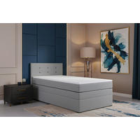 BOXSPRINGBETT 90/200 cm,  in Grau, Bettkasten, Topper, H3 = fest  - Schwarz/Grau, MODERN, Kunststoff/Textil (90/200cm) - MID.YOU