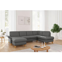 WOHNLANDSCHAFT Flachgewebe Dunkelgrau  - Eichefarben/Dunkelgrau, Konventionell, Holz/Textil (164/314/195cm) - Sit & More