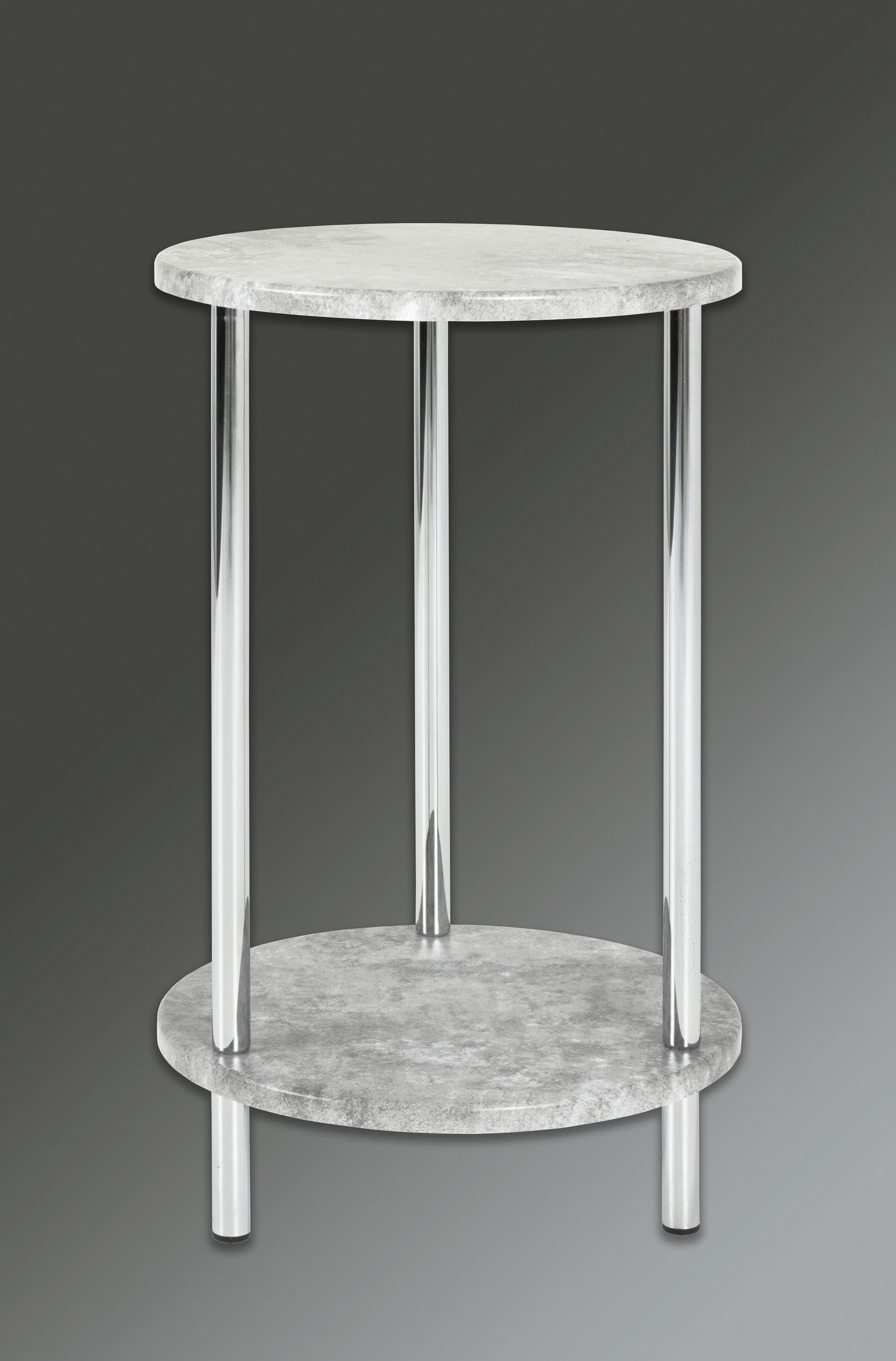 BEISTELLTISCH 30/30/50 cm Grau, Chromfarben rund  - Chromfarben/Grau, Basics, Holzwerkstoff/Metall (30/30/50cm)