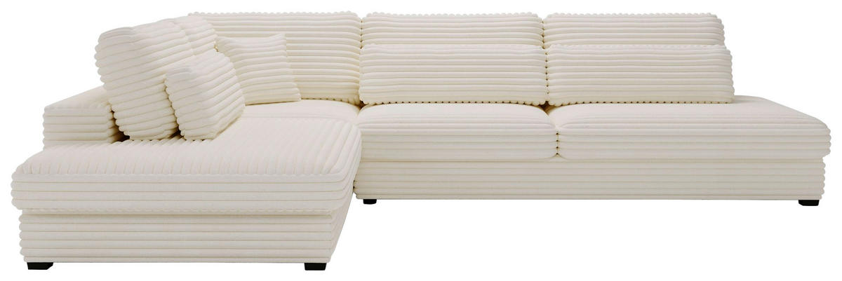 ECKSOFA in Cord, Plüsch Beige  244/332 cm  - Beige/Schwarz, Design, Kunststoff/Textil (244/332cm) - Livetastic