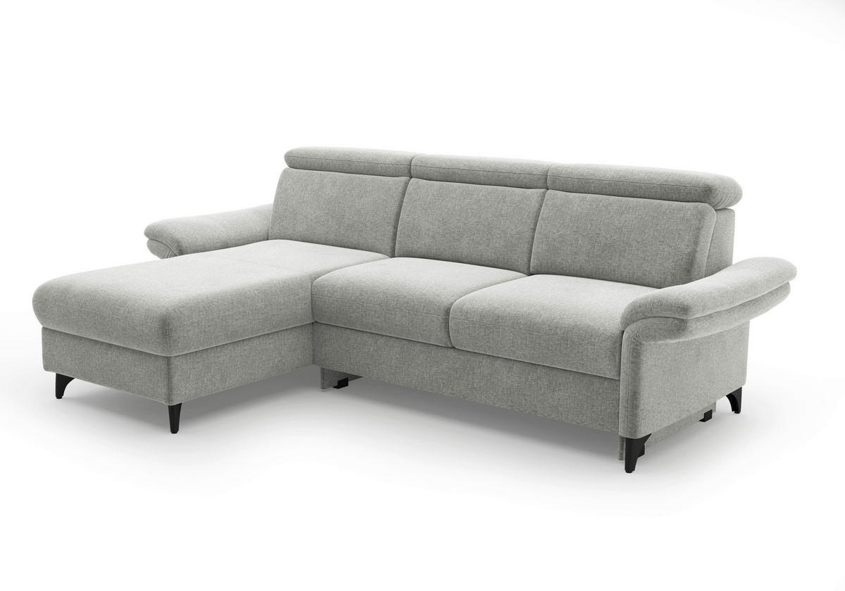 ECKSOFA Flachgewebe Hellgrau  - Hellgrau/Schwarz, Konventionell, Textil/Metall (166/253cm) - Sit & More