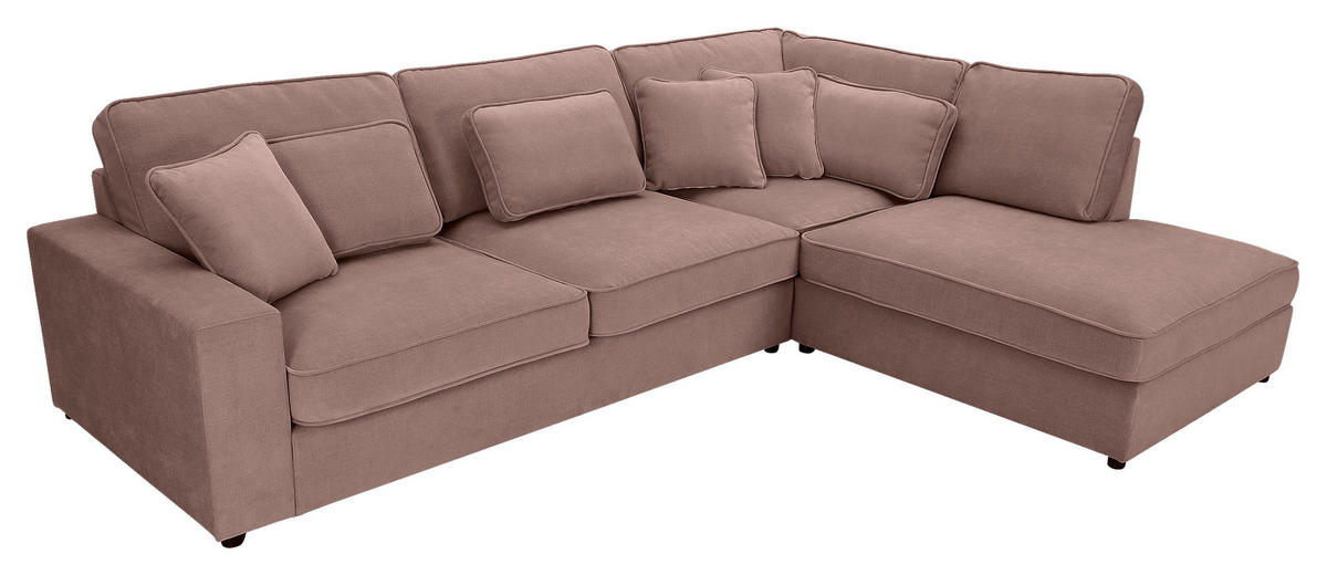 ECKSOFA Altrosa Flachgewebe Zierkissen, Rückenkissen, Rücken echt  - Schwarz/Altrosa, MODERN, Kunststoff/Textil (307/228cm) - Carryhome