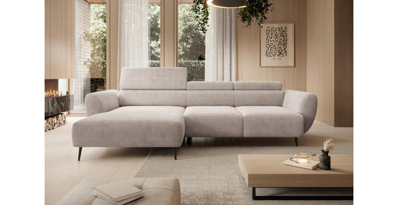 ECKSOFA  in Cord Naturfarben  174/277 cm  - Schwarz/Naturfarben, KONVENTIONELL, Textil/Metall (174/277cm) - Carryhome