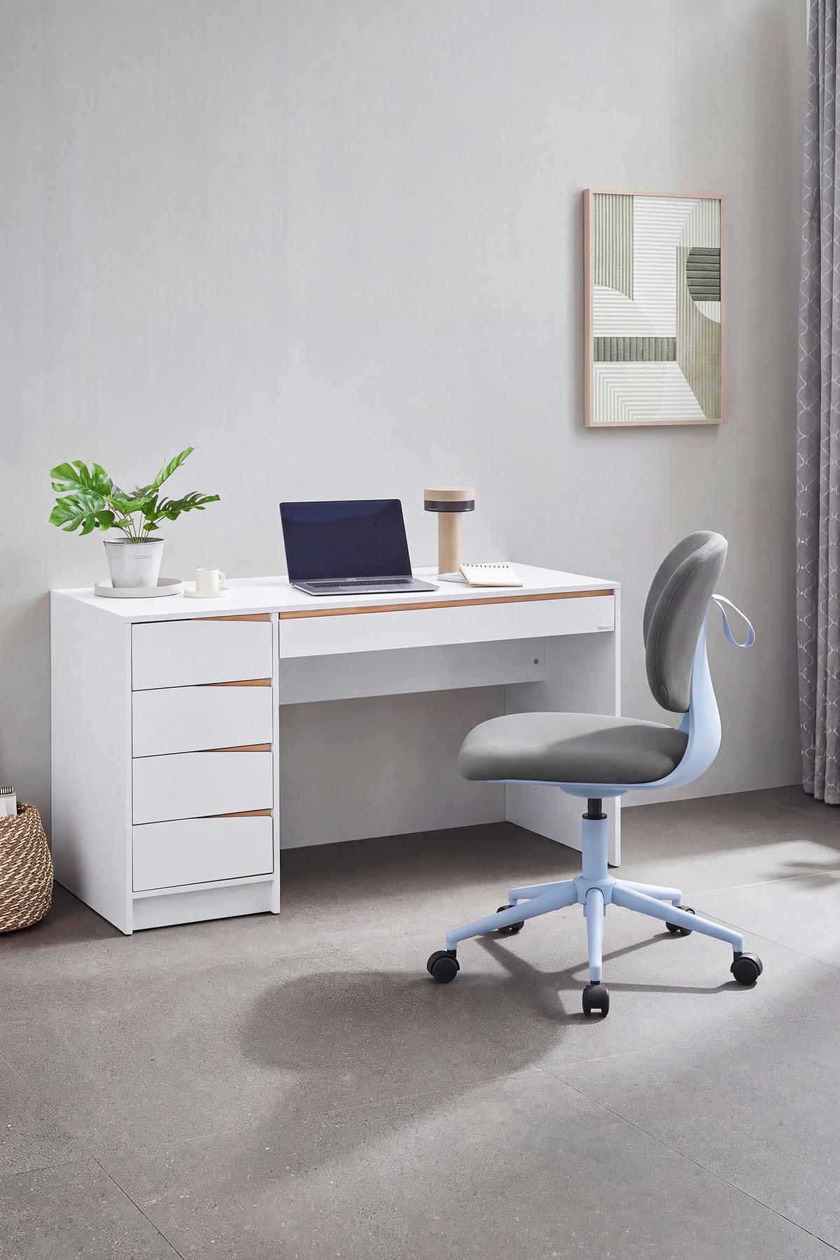 SCHREIBTISCH 140/60/76 cm Weiß, Eichefarben  - Eichefarben/Weiß, MODERN, Holzwerkstoff (140/60/76cm) - Venda