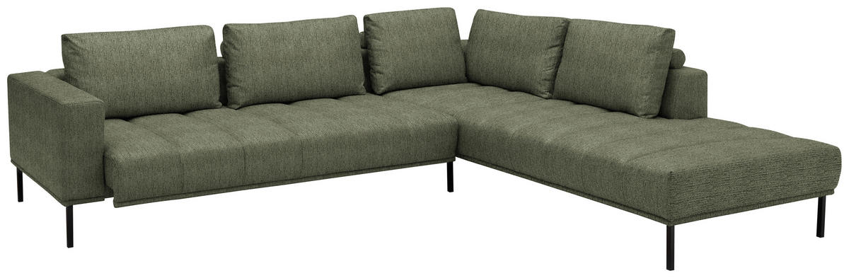 ECKSOFA  in Flachgewebe Grün  308/270 cm  - Schwarz/Grün, Design, Textil/Metall (308/270cm) - Pure Home Lifestyle