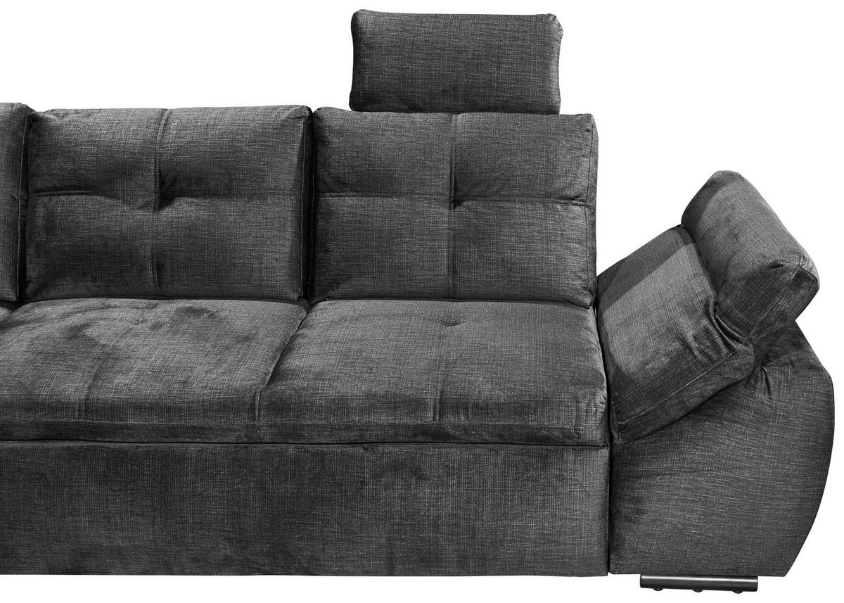 ECKSOFA in Mikrovelours Schwarz  - Schwarz, Konventionell, Kunststoff/Textil (217/265cm) - Carryhome