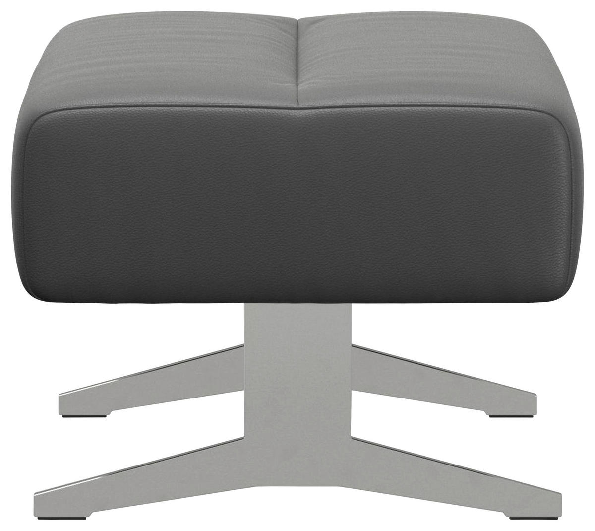 HOCKER Echtleder Dunkelgrau  - Chromfarben/Dunkelgrau, Design, Leder/Metall (90/44/57cm) - Stressless
