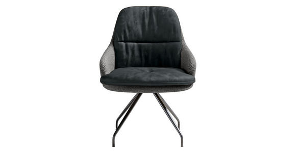 ARMLEHNSTUHL  Beinauswahl, Sitzfläche 360° drehbar, Stoff-/Lederauswahl Velours  Anthrazit, Grau  - Anthrazit/Schwarz, Design, Textil/Metall (60/86/66cm) - Dieter Knoll