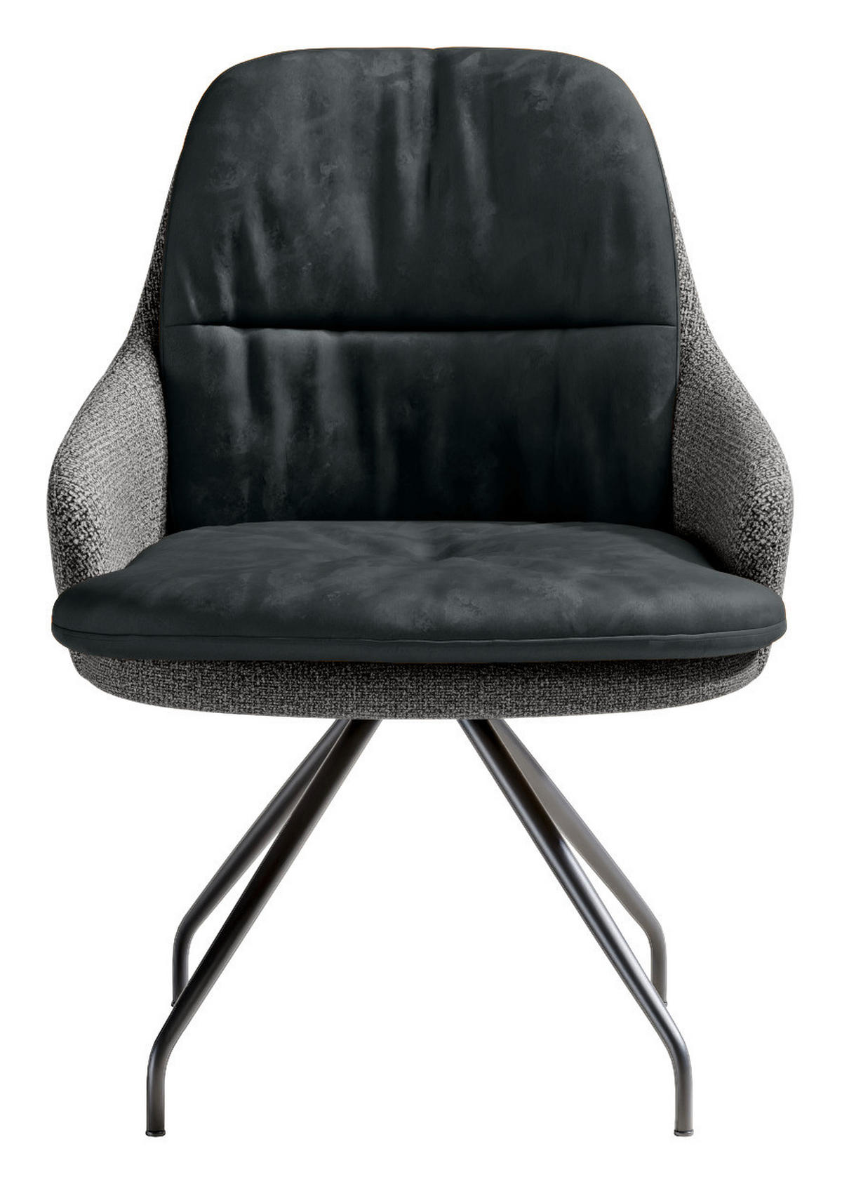 ARMLEHNSTUHL  Beinauswahl, Sitzfläche 360° drehbar, Stoff-/Lederauswahl Velours  Anthrazit, Grau  - Anthrazit/Schwarz, Design, Textil/Metall (60/86/66cm) - Dieter Knoll