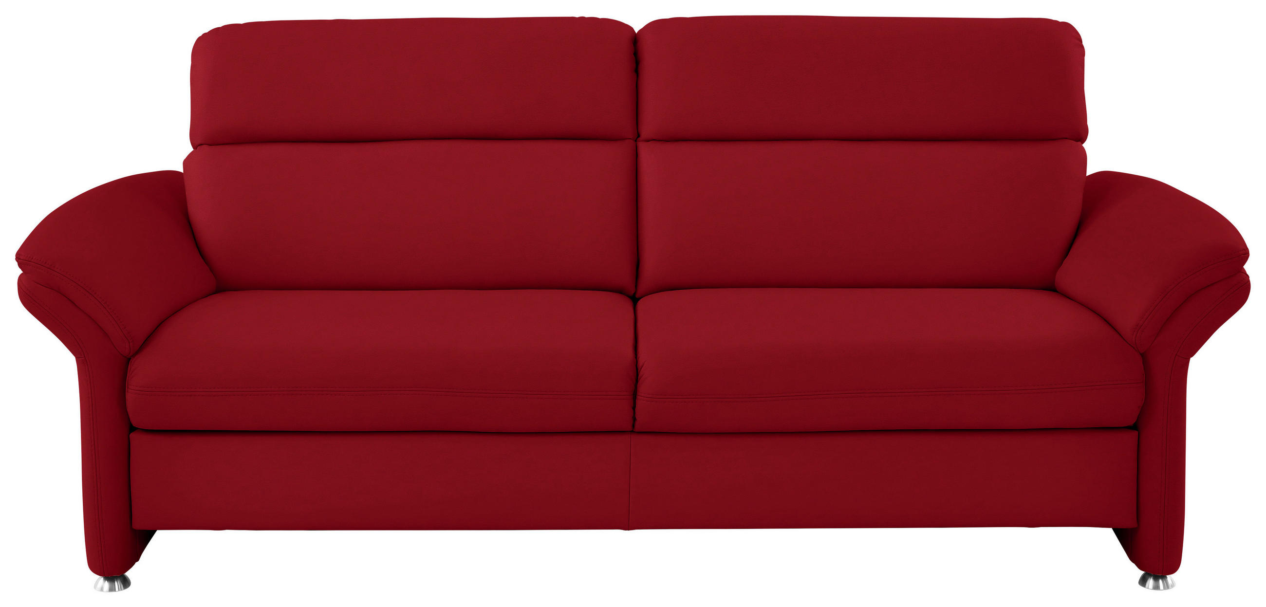 3-SITZER-SOFA in Echtleder Rot  - Rot/Alufarben, Konventionell, Leder/Metall (228/96/92cm) - Beldomo Premium