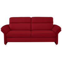3-SITZER-SOFA in Echtleder Rot  - Rot/Alufarben, Konventionell, Leder/Metall (228/96/92cm) - Beldomo Premium