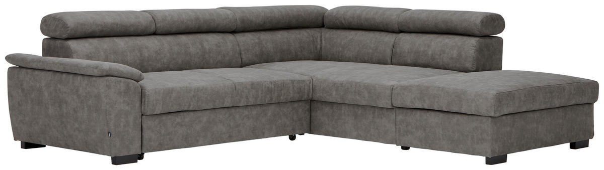 ECKSOFA in Lederlook Grau  263/230 cm  - Schwarz/Grau, Design, Kunststoff/Textil (263/230cm) - Hom`in