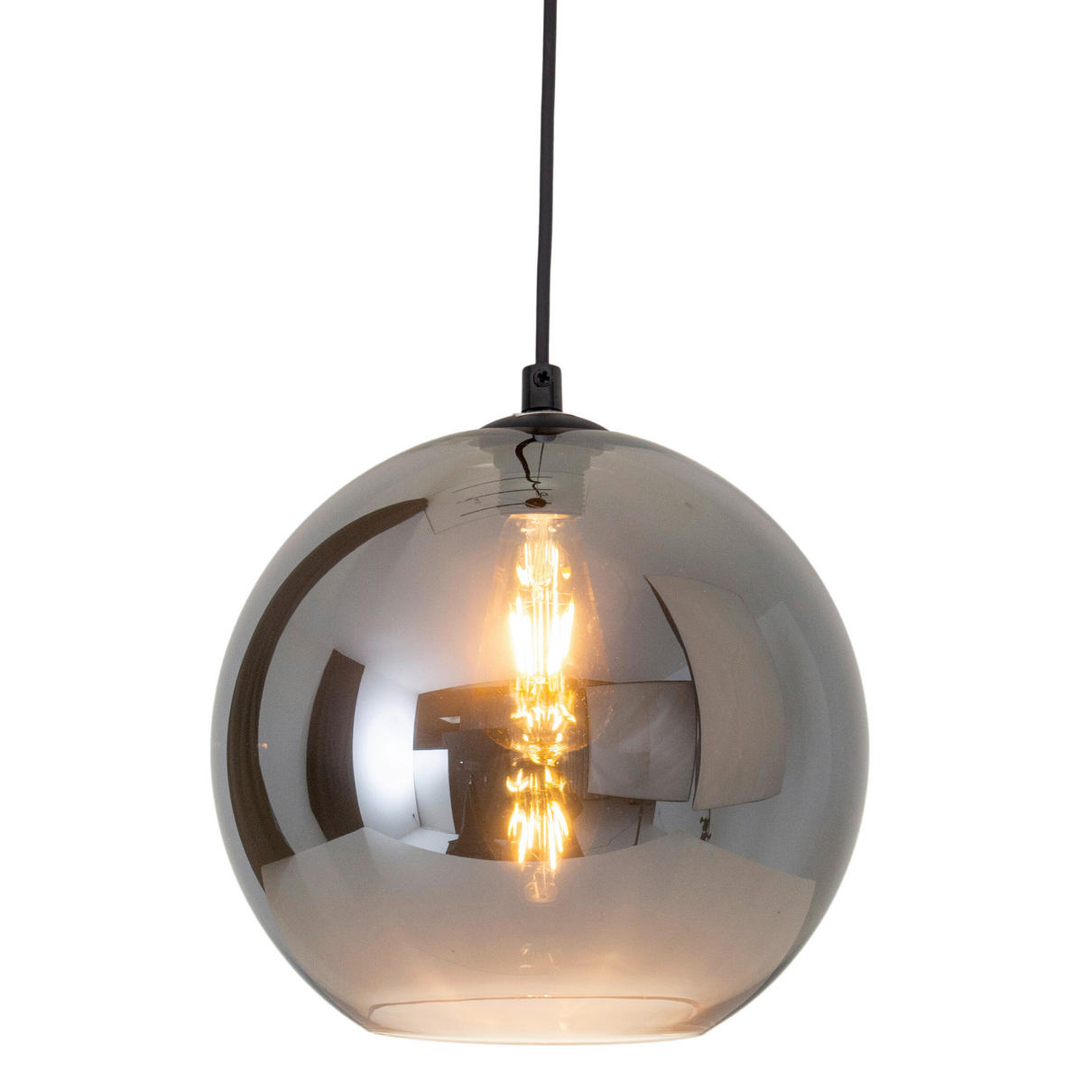 HÄNGELEUCHTE 25/125 cm   - Silberfarben/Schwarz, Design, Glas/Kunststoff (25/125cm) - Näve