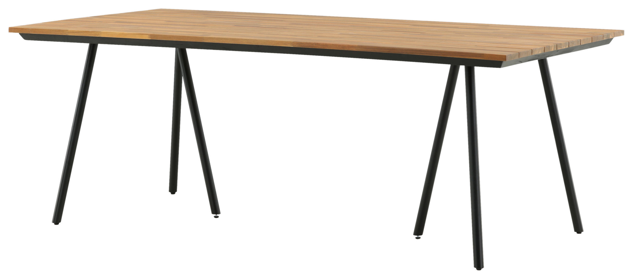 GARTENTISCH 200/100/74 cm Holz, Metall rechteckig  - Schwarz/Teakfarben, KONVENTIONELL, Holz/Metall (200/100/74cm) - Gardenson