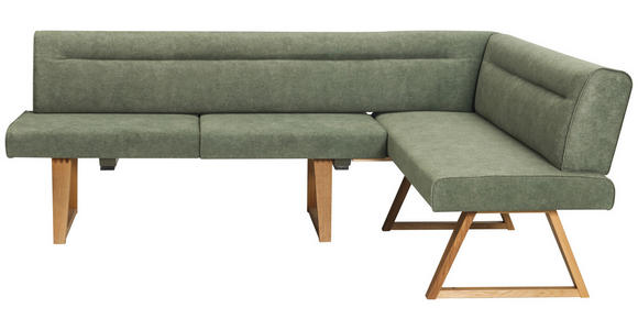 ECKBANK 230/170 cm Samt Grün Asteiche massiv   - Eichefarben/Grün, KONVENTIONELL, Holz/Textil (230/170cm) - Moderano