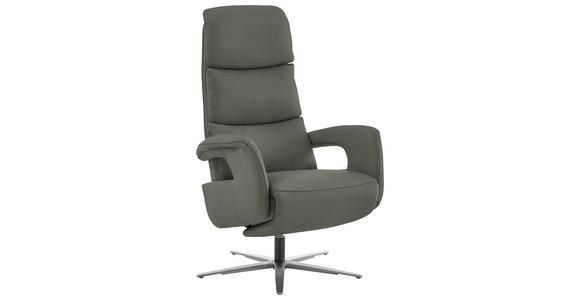 RELAXSESSEL in Leder Dunkelgrau  - Edelstahlfarben/Dunkelgrau, Design, Leder/Metall (76/119/86cm) - Dieter Knoll