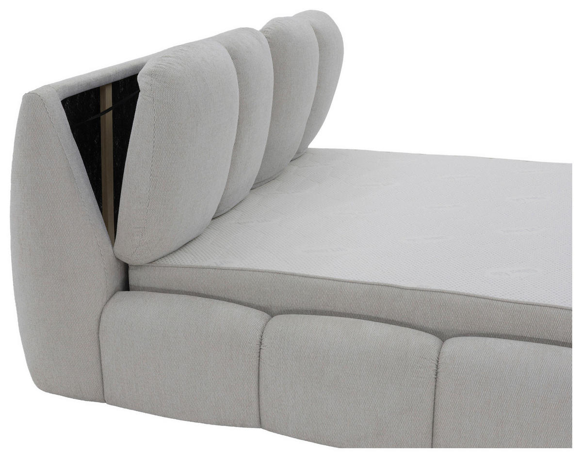 POLSTERBETT 180/200 cm,  in Silberfarben, gepolstertes Kopfteil, Lattenrost, Bettkasten,  - Silberfarben/Schwarz, Design, Holz/Kunststoff (180/200cm) - Chameo