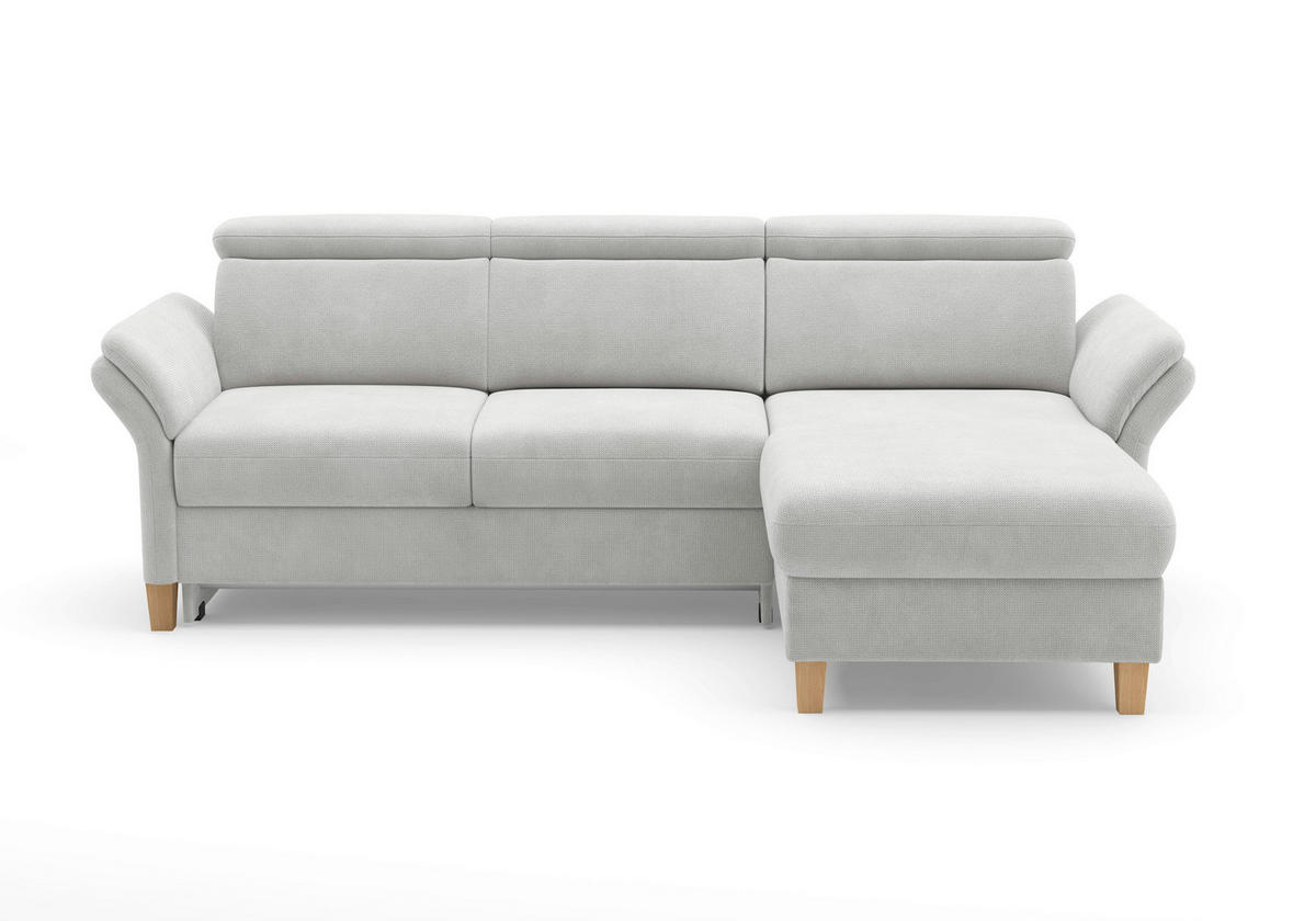 ECKSOFA GLENDALE E Silberfarben Flachgewebe  - Eichefarben/Silberfarben, KONVENTIONELL, Holz/Textil (253/166cm) - Sit & More