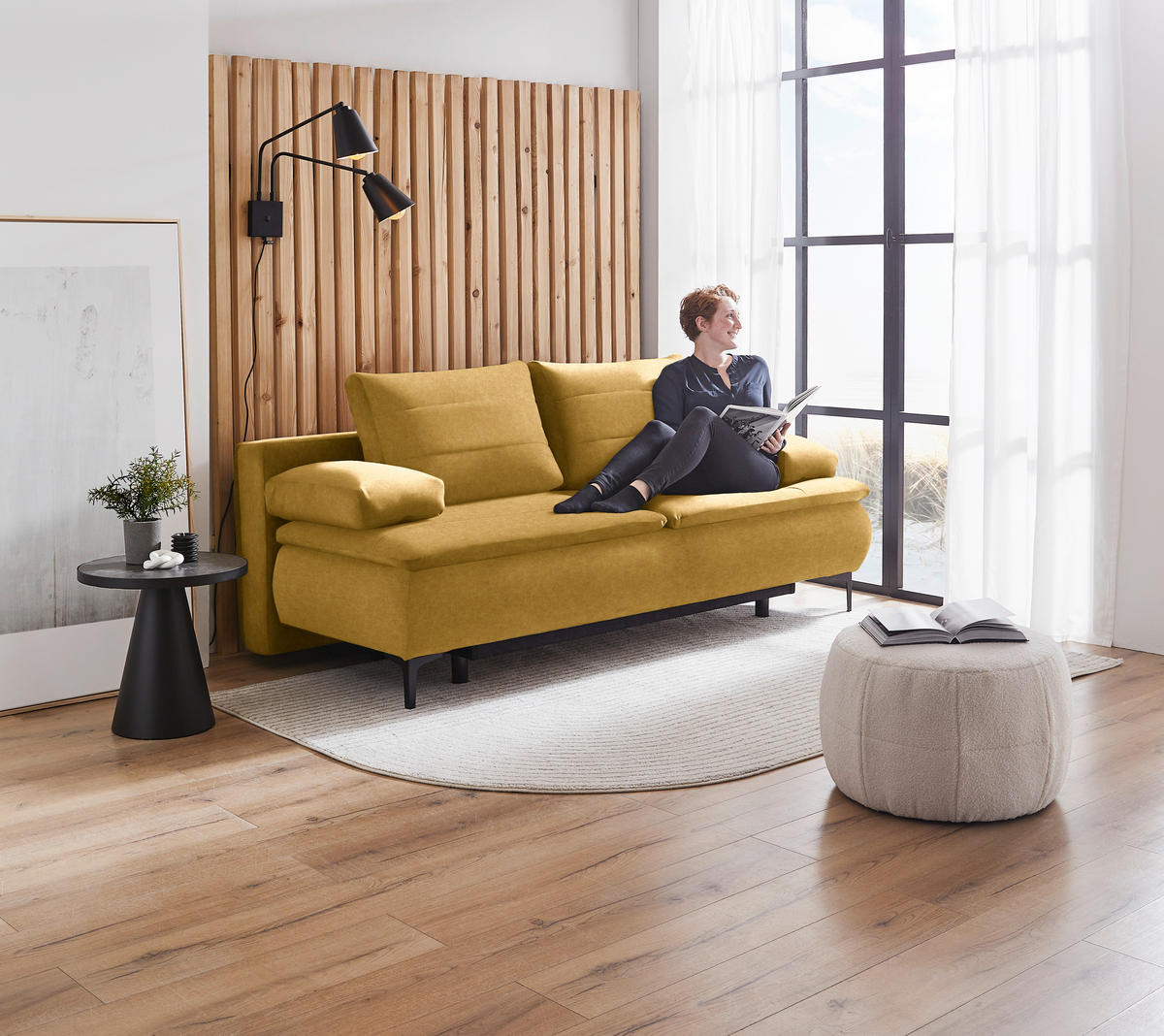 BOXSPRINGSOFA in Flachgewebe Goldfarben  - Goldfarben, Konventionell, Textil/Metall (204/93/100cm) - Novel