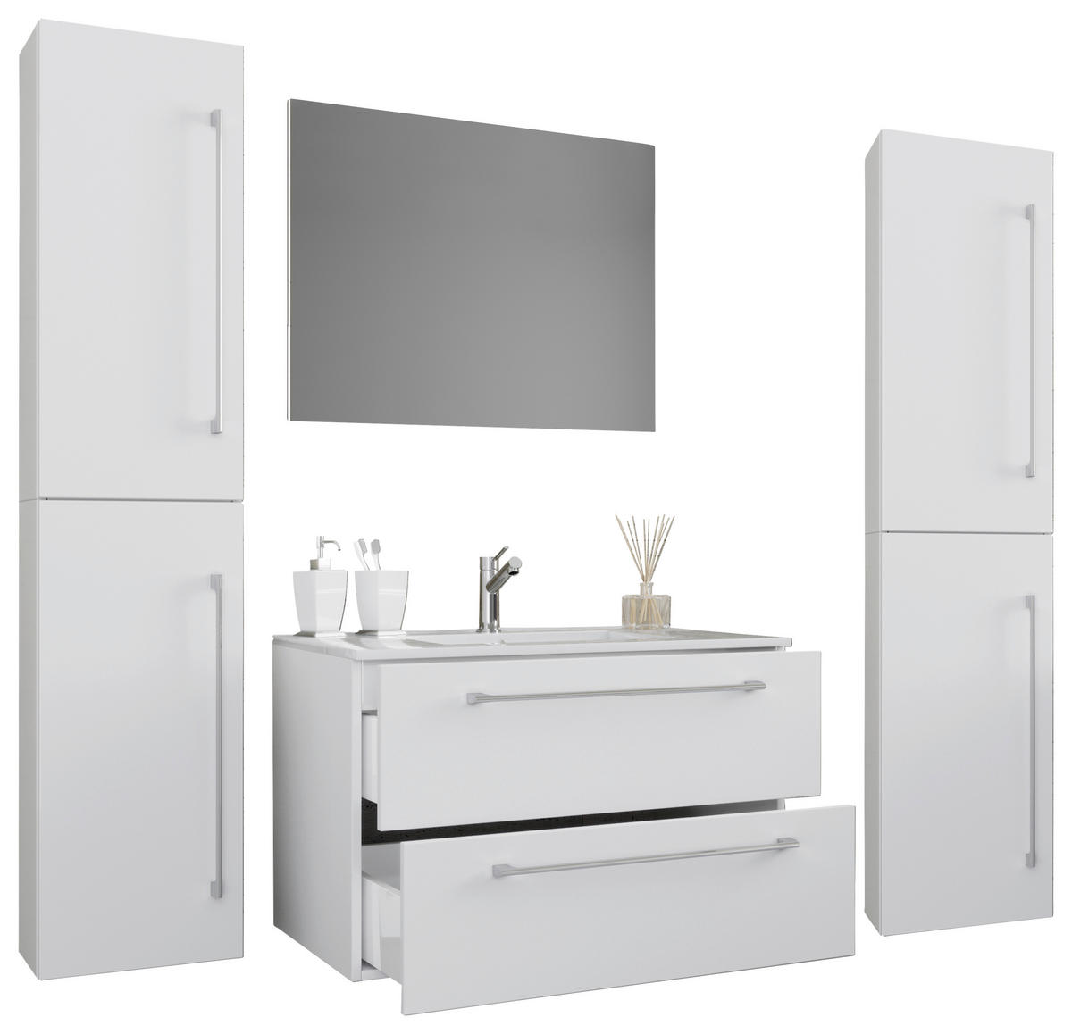 BADRUM 147 cm  - vit/grå, Modern, metall/trämaterial (147cm) - MID.YOU