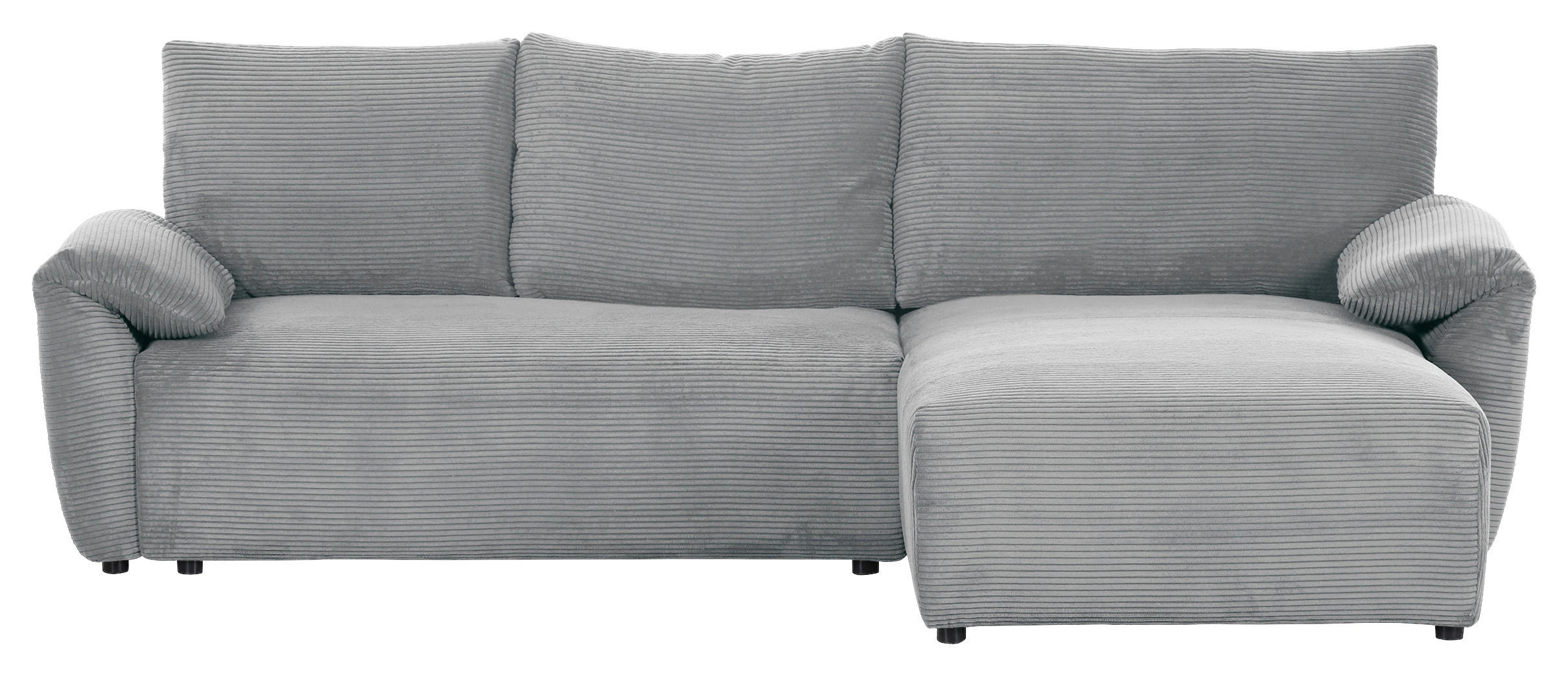 ECKSOFA in Cord Grau  - Schwarz/Grau, Konventionell, Kunststoff/Textil (266/180cm) - MID.YOU