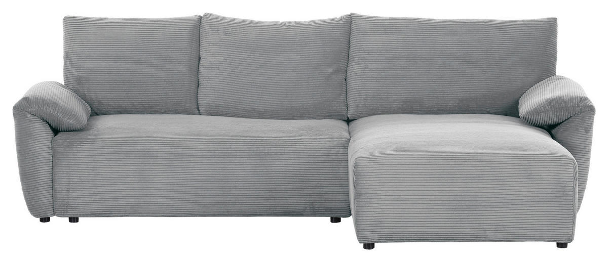 ECKSOFA in Cord Grau  - Schwarz/Grau, Konventionell, Kunststoff/Textil (266/180cm) - MID.YOU