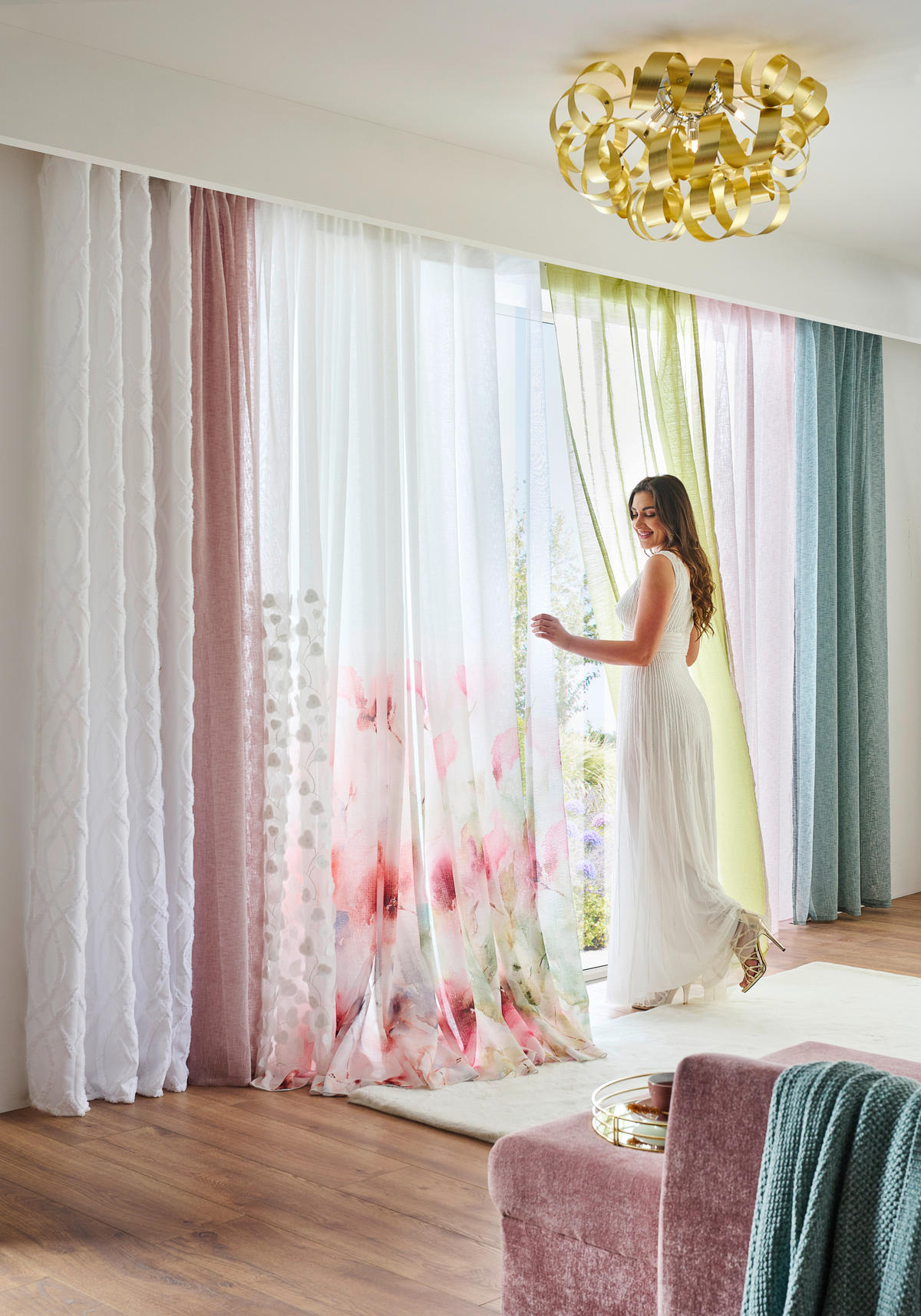 STORE per lfm  - Türkis/Pink, Trend, Textil (300cm) - Esposa