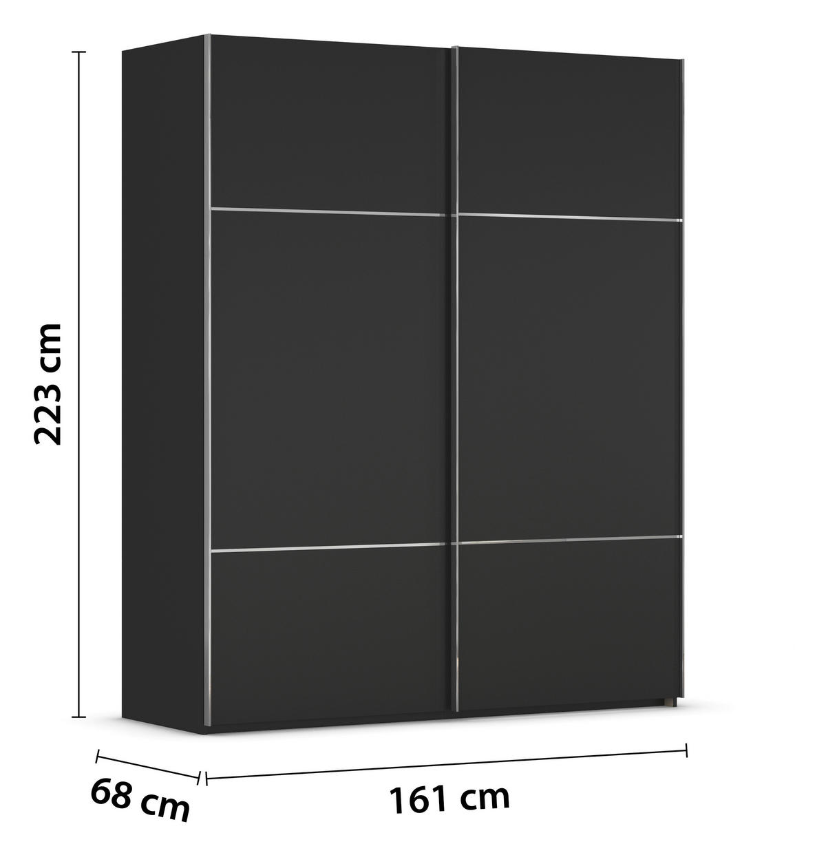 SCHWEBETÜRENSCHRANK in Schwarz  - Chromfarben/Schwarz, Konventionell, Holzwerkstoff/Metall (162/223/68cm) - Novel