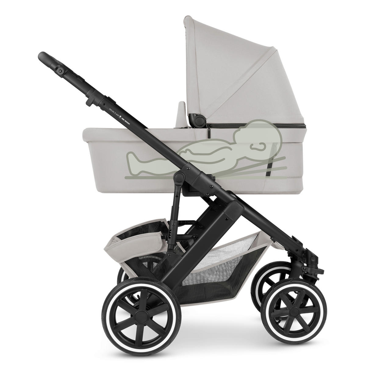 KINDERWAGENSET  Salsa 5 Air All in One Set + Isofix Base Root  Nature  - Graubraun/Schwarz, Basics, Textil/Metall (63/118/95.5cm) - ABC Design