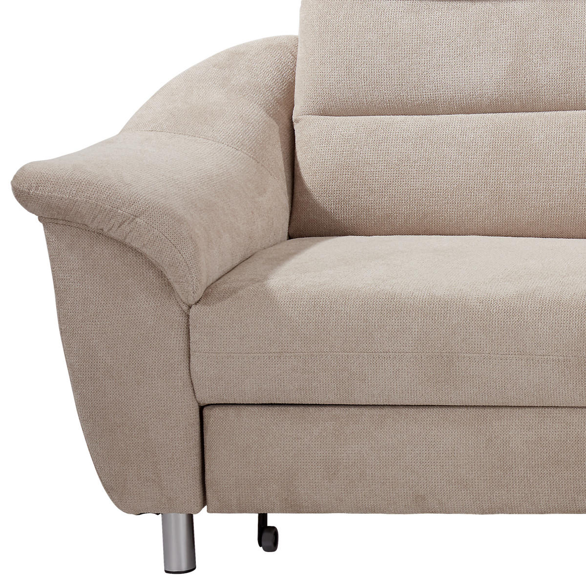 ECKSOFA Beige Velours  - Beige/Silberfarben, KONVENTIONELL, Textil/Metall (248/197cm) - Livetastic