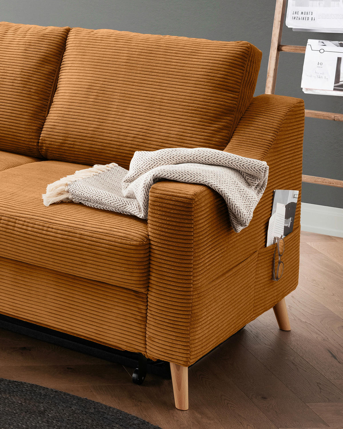 ECKSOFA in Cord Goldfarben  - Goldfarben/Naturfarben, Modern, Holz/Textil (200/230cm) - Livetastic