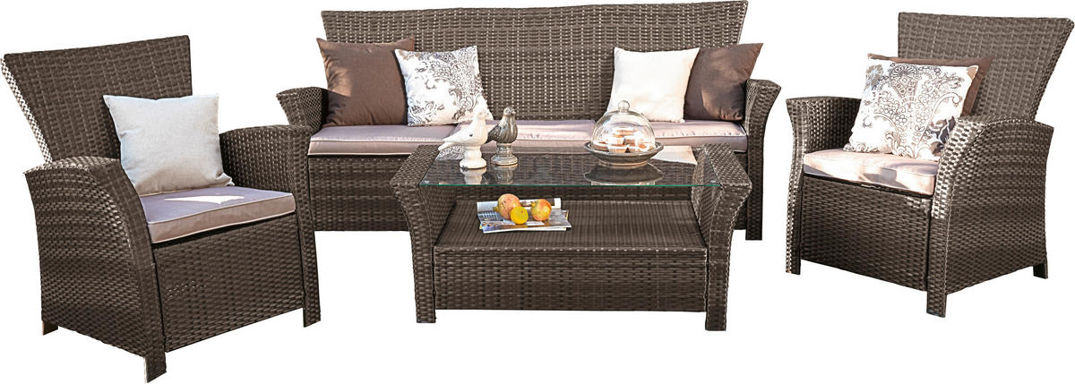 BAŠTENSKA GARNITURA 4 dela  - siva/zelena, Romantično / Seoski, metal/tekstil - Ambia Garden