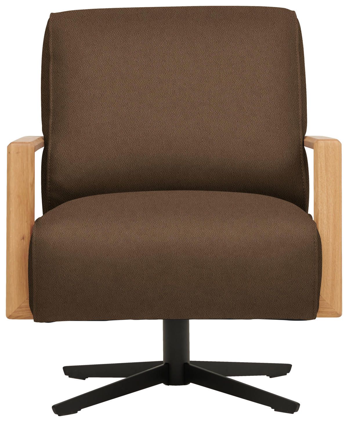 SESSEL in Echtleder Grün  - Wildeiche/Schwarz, Design, Leder/Holz (72/82/86cm) - Koinor