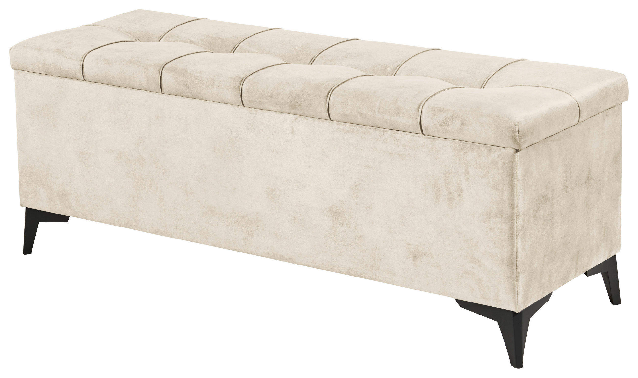 BETTBANK Mikrovelours Creme  - Creme/Schwarz, KONVENTIONELL, Kunststoff/Textil (139/58/50cm) - Modante