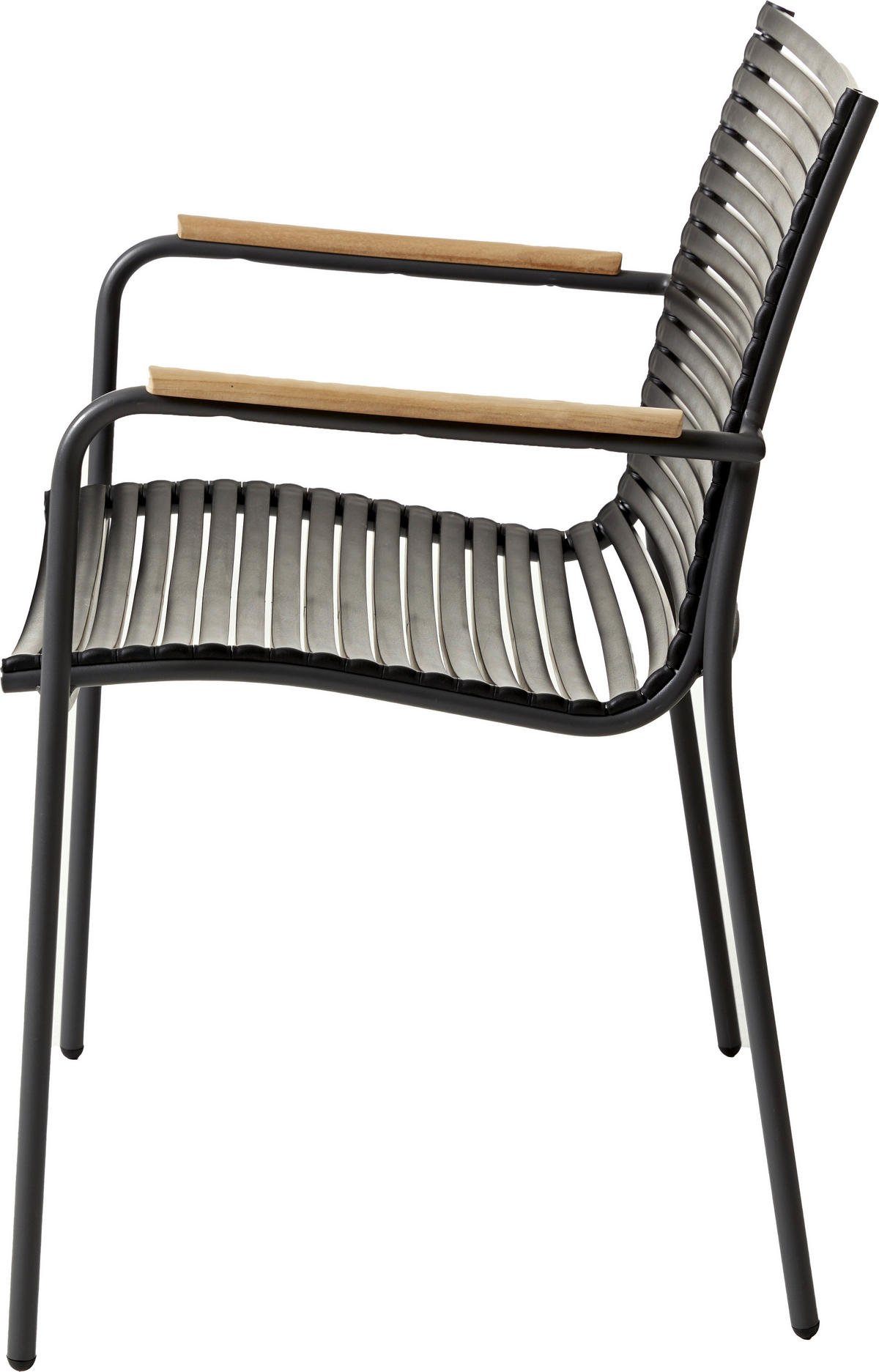 STAPELSTUHL in Kunststoff Anthrazit, Schwarz, Teakfarben  - Anthrazit/Schwarz, KONVENTIONELL, Holz/Kunststoff (60/84/56cm) - Gardenson