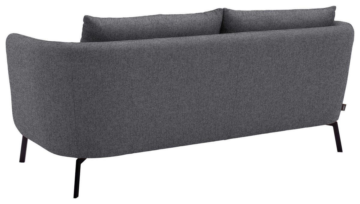 2,5-SITZER  in Flachgewebe Grau  - Schwarz/Grau, Design, Textil/Metall (190/71/91cm) - Schöner Wohnen