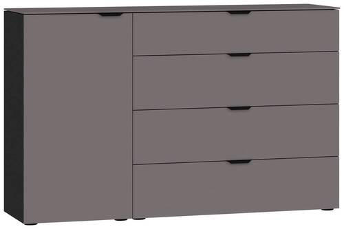 SIDEBOARD 135/87/43 cm  in Schwarz, Dunkelgrau  - Dunkelgrau/Schwarz, Design, Glas/Holzwerkstoff (135/87/43cm) - Jutzler