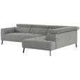 ECKSOFA Hellgrau Feincord  - Hellgrau/Schwarz, Design, Textil/Metall (280/205cm) - Xora