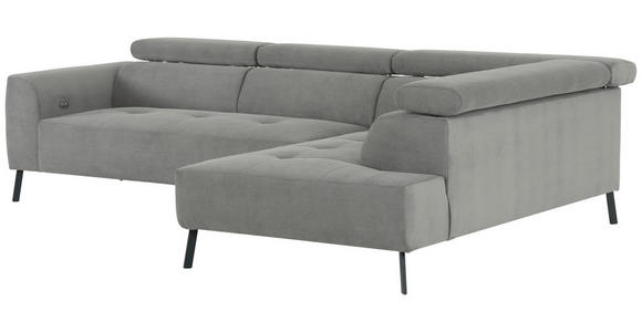 ECKSOFA Hellgrau Feincord - Hellgrau/Schwarz, Design, Textil/Metall (280/205cm) - Xora