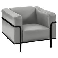 SESSEL in Echtleder Hellgrau  - Hellgrau/Schwarz, Design, Leder/Metall (91/67/96cm) - Johann Jakob