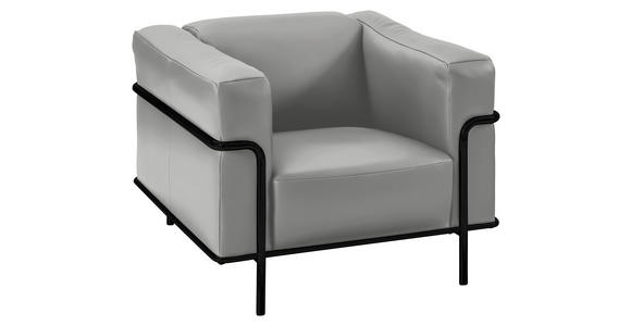SESSEL in Echtleder Hellgrau - Hellgrau/Schwarz, Design, Leder/Metall (91/67/96cm) - Johann Jakob