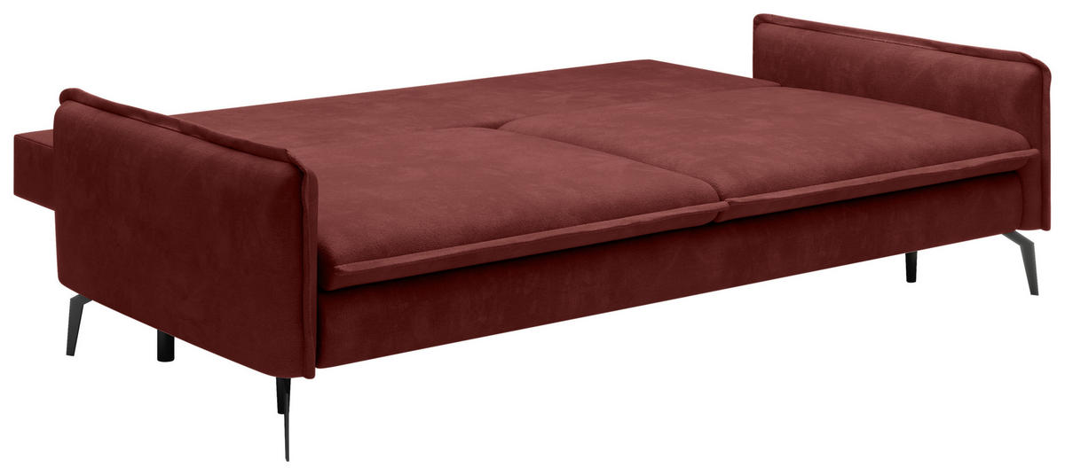 SCHLAFSOFA Chenille Rot  - Rot/Schwarz, KONVENTIONELL, Textil/Metall (223/89/107cm) - Carryhome