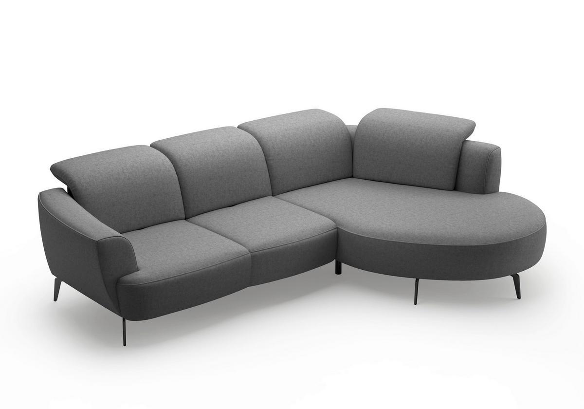 ECKSOFA ZOE E Dunkelgrau Flachgewebe  - Dunkelgrau/Schwarz, KONVENTIONELL, Textil/Metall (309/199cm) - Sit & More