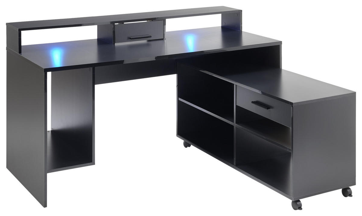 GAMINGTISCH 160/70/92 cm  in Schwarz  - Schwarz, LIFESTYLE, Holzwerkstoff/Kunststoff (160/70/92cm) - Livetastic