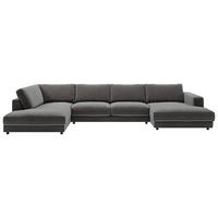 WOHNLANDSCHAFT in Cord Dunkelgrau  - Dunkelgrau/Schwarz, Design, Kunststoff/Textil (224/425/190cm) - Pure Home Lifestyle