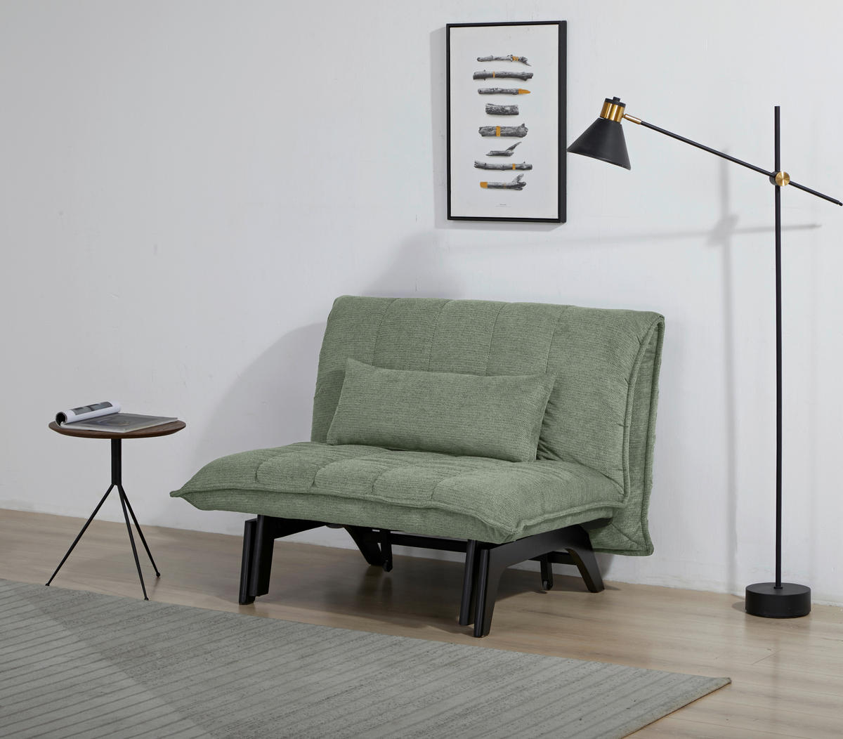 SCHLAFSESSEL  in Webstoff Grün  - Schwarz/Grün, Basics, Holz/Textil (108/82/102cm) - Stylife