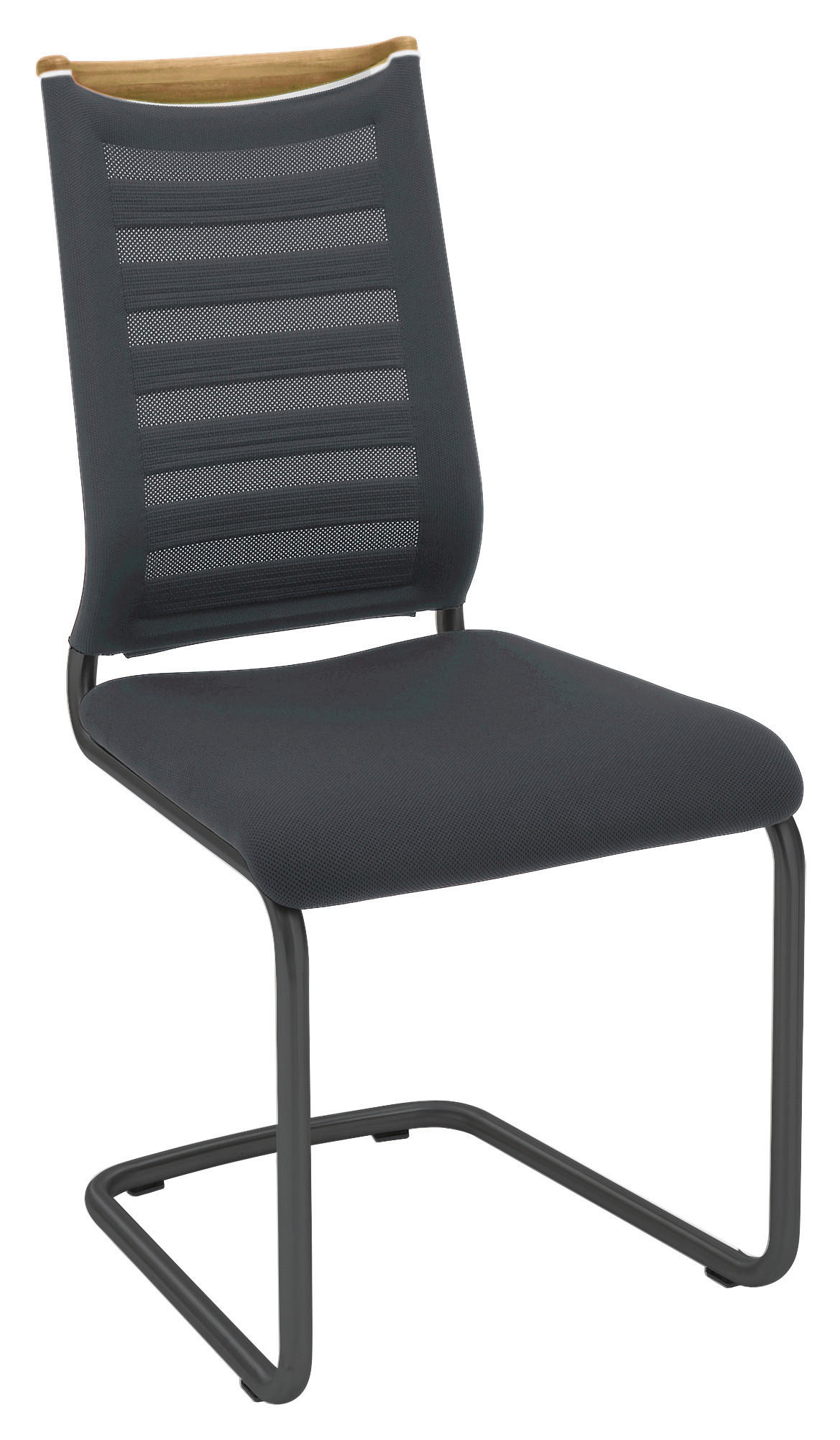 SCHWINGSTUHL  in Flachgewebe, Netz  - Eichefarben/Anthrazit, Design, Holz/Textil (47/99/59cm) - Venjakob