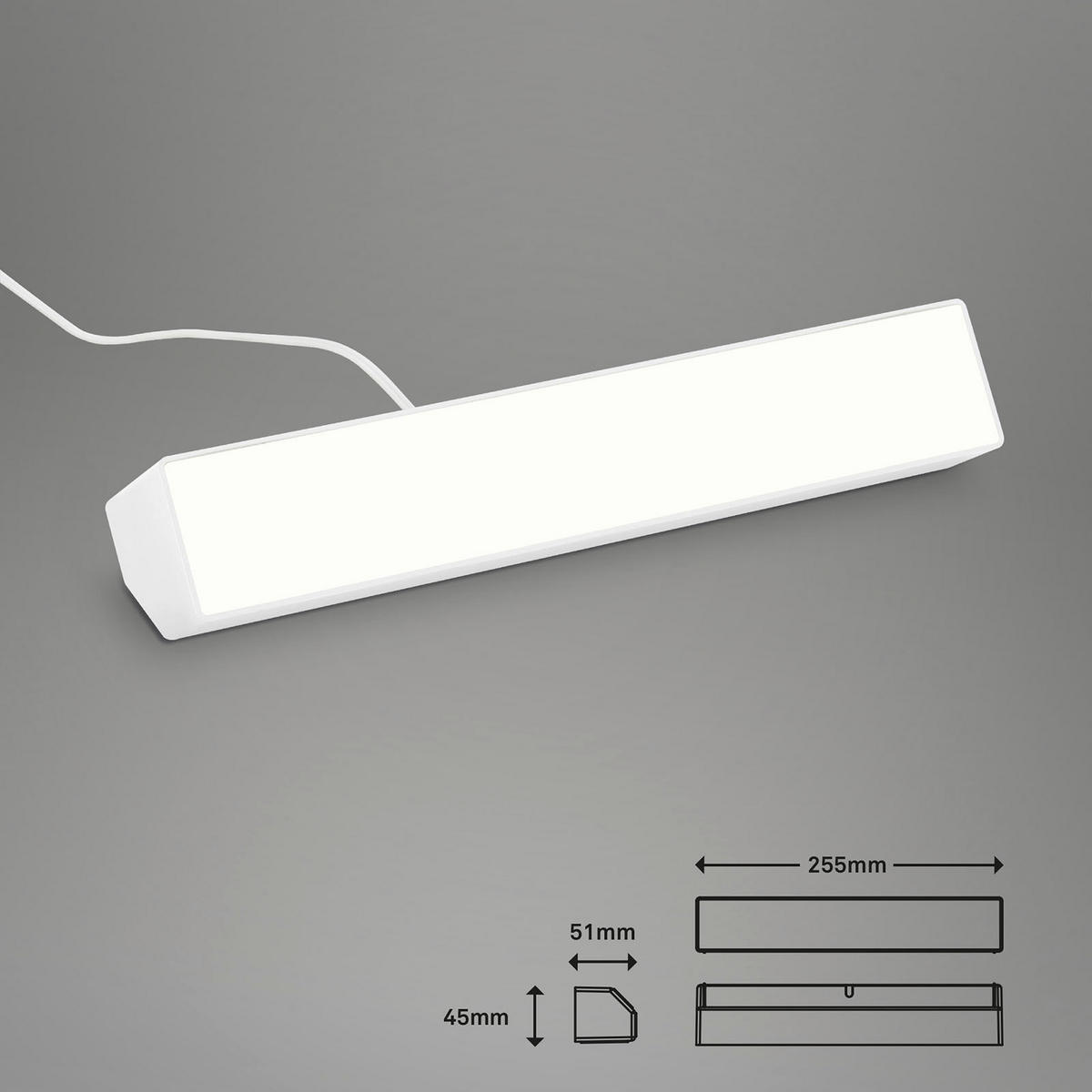 STONA LED LAMPA - bela, Dizajnerski, plastika (25,5/4,5/5,1cm)