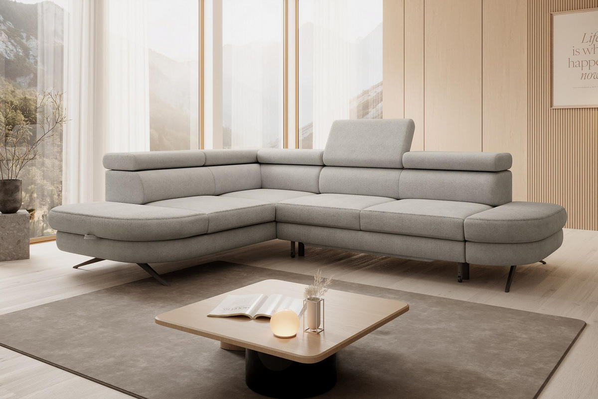 SAROKKANAPÉ textil bézs  - bézs/fekete, Design, textil/fém (218/276cm) - Welnova